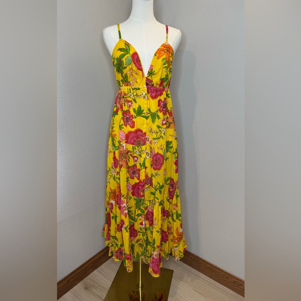 band of the free Floral Yellow Dress size medium new with tags